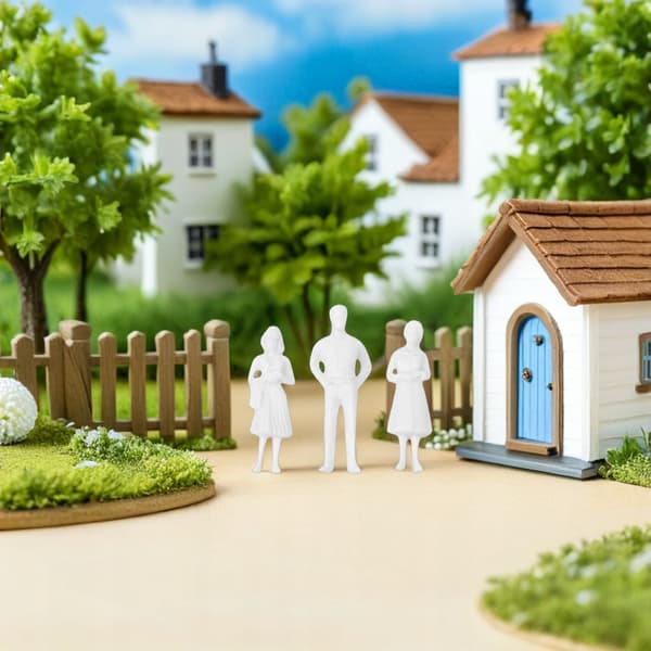 50 MINIATURE WHITE FIGURINES FOR MODELS AND DECORATIONS