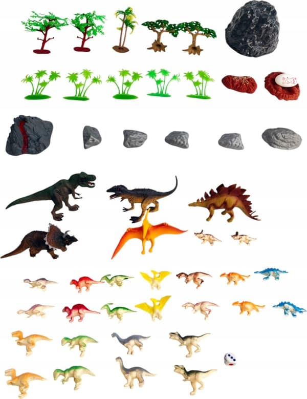 LARGE DINOSAUR FIGURINE SET IN A BOX DINOSAUR SET IN AN EGG-SHAPED CASE