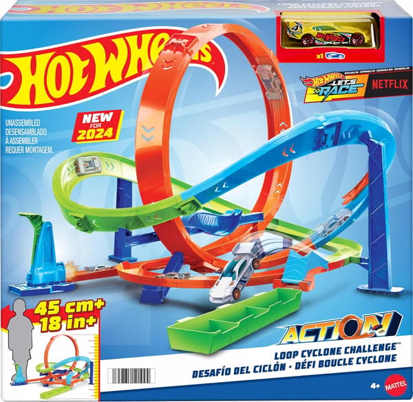 HOT WHEELS ACTION LET'S RACE TWISTED TORNADO LOOP TRACK SET + 1 car