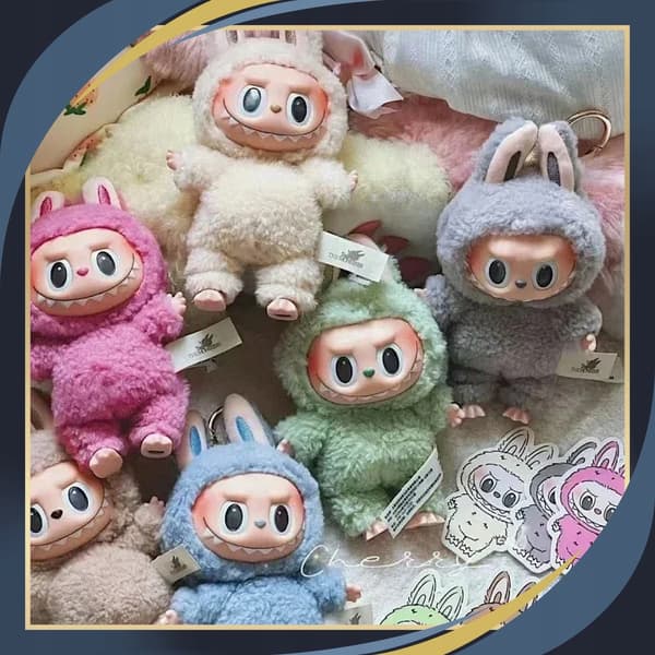 LABUBU EXCITING MACARON KEYRING THE MONSTERS MASCOT PLUSH DOLL TOY