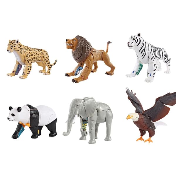 Set of 2 realistic transforming animal figures: Elephant and Eagle Transformation