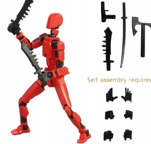 3D Foldable Robot Figurine – Red Gift Toy – Stickman