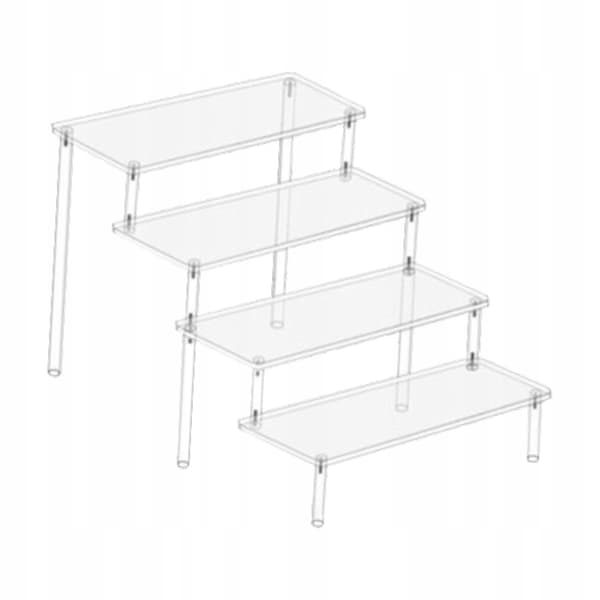 Transparent acrylic riser display stand, easy to install, Multi 4 Tier