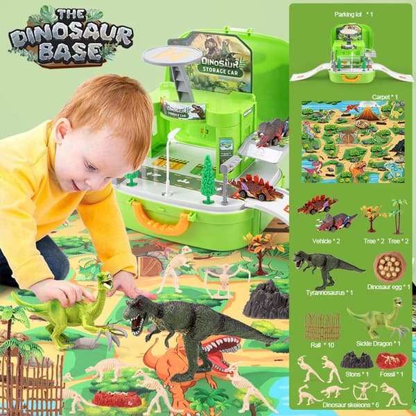 Dinosaur play set Activity Play mat Trees Rocks Storage map Box