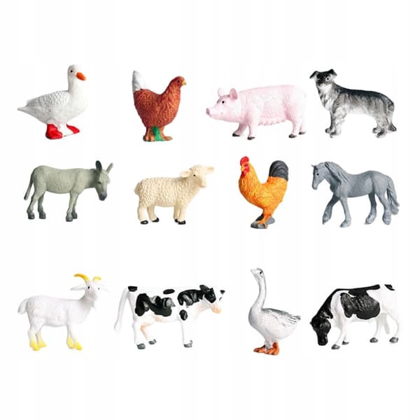 12 animal figurines, animals, micro-landscapes, accessories