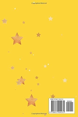 NOTEBOOK: YELLOW AND BLACK NOTEBOOK WITH SMALL GOLD STARS, 120 blank pages l