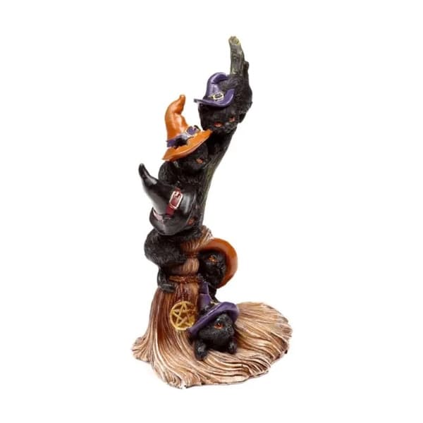 Puckator figurine: Black cats on a witch’s broomstick