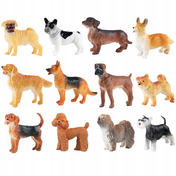 12 FUN RESIN MINI DOG FIGURINES FOR TODDLERS