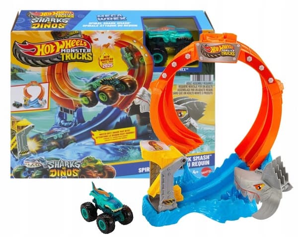 HOT WHEELS MONSTER TRUCK Shark Loop Track Set + Car