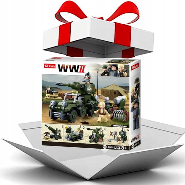 Jeep Self-Propelled Gun Tank Building Blocks – 1 pack x 4 sets + Army Figures + LEGO Weapons
