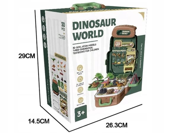 Large Dinosaur Set in a Rucksack – Figures in a Case – DINOSAURS, Volcano, Accessories