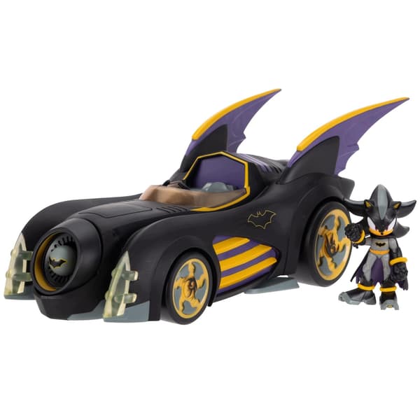 Batman and Batmobile Figurine, 6 cm, Sonic Shadow, for Children, Interactive Vehicle