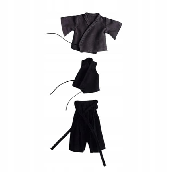 1:12 Action figure Doll’s clothes Samurai uniform, fabric, grey and black