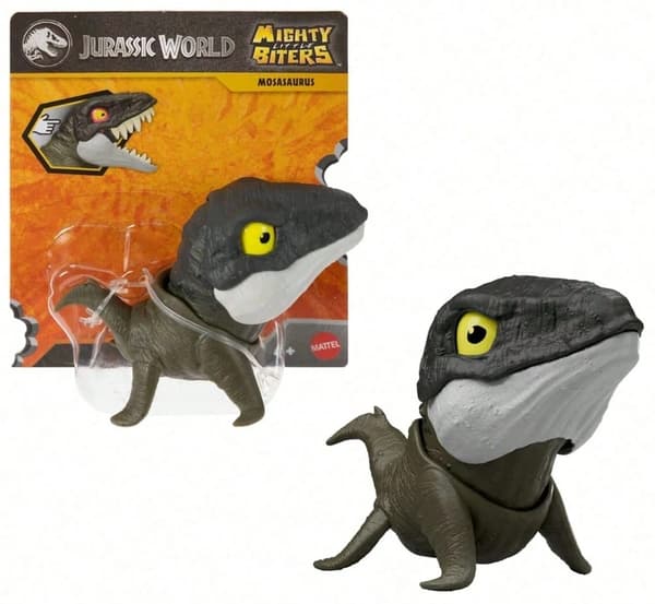 Jurassic World Mighty Biters Mosasaurus DINOSAUR FIGURINE 8cm With Moving Jaws