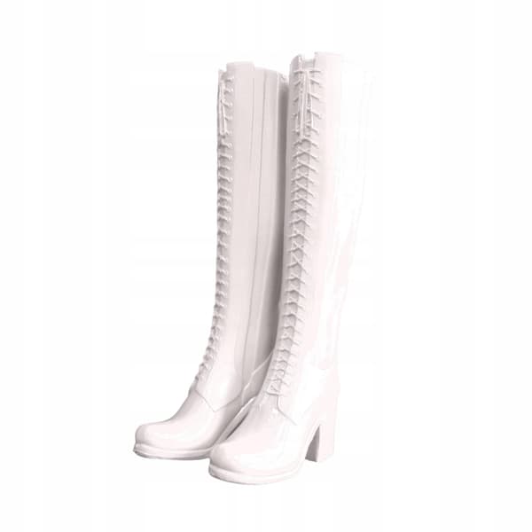 1/6 Scale Women’s Knee-High Boots, Doll Boots, Retro Boots, White Open-Toe Boots