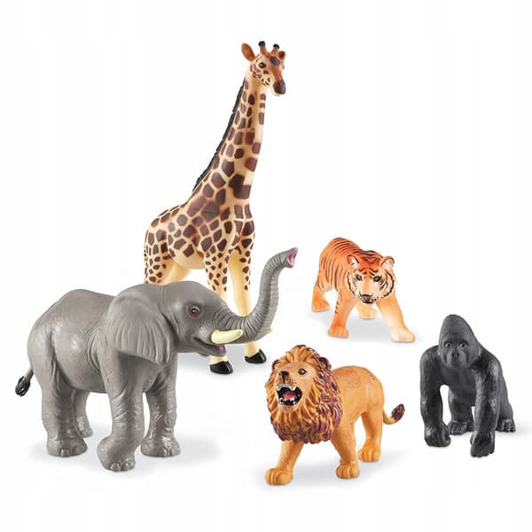 Learning Resources Set of 5 Small Figures: Giraffe, Elephant, Lion, Tiger