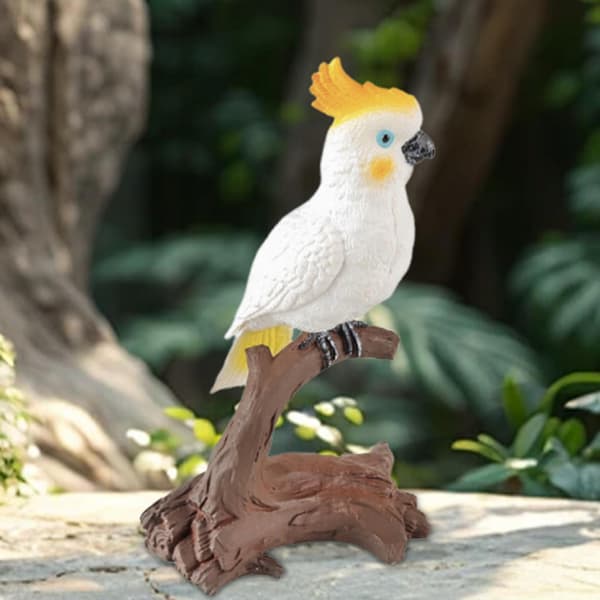 Parrot Model Statue – Lifelike, Small, Portable Collectables – Yellow Head