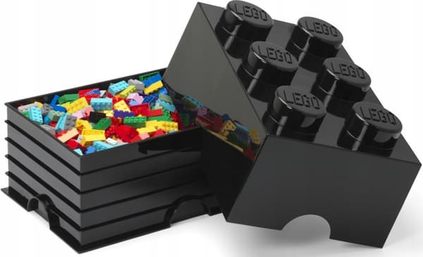 LEGO BRICK STORAGE BOX – 6-BOX BRICK SORTING CONTAINER – BLACK – 38 CM