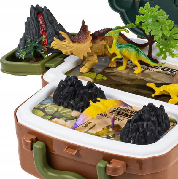 DINOSAURS – LARGE ARCHAEOLOGIST’S SET: XXL FIGURES, EGGS, VOLCANO, SUITCASE AND BACKPACK