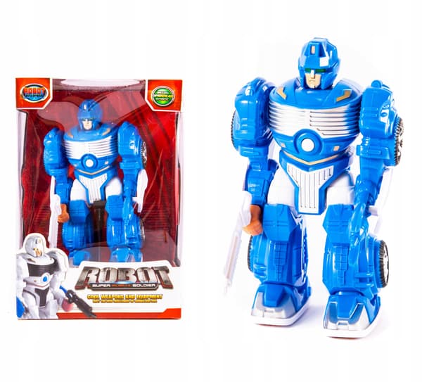 THE ROBOT WALKS, SHOOTS AND GLOWS IN DIFFERENT COLOURS