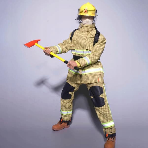 1/6 Action Doll Firefighter Outfit – Handmade Formal Fireman’s Uniform, Light Yellow