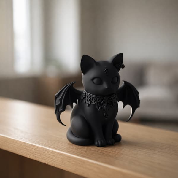 DECORATIVE FIGURINE: CAT WITH WINGS ON A STAND – MANY COLOURS AVAILABLE