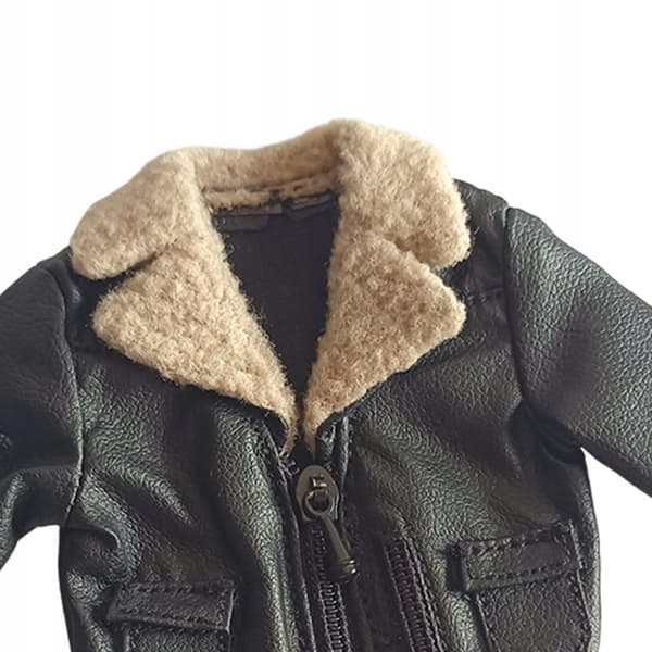 Jacket for 1:12 scale male figures, miniature jacket with pockets, black