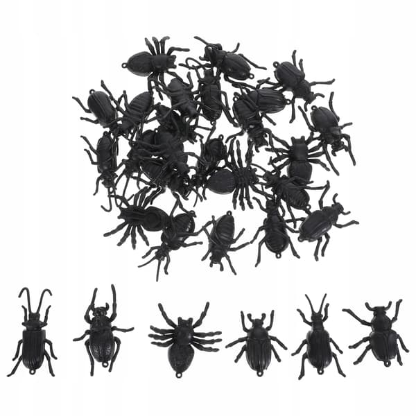 30 MINI BLACK INSECT FIGURINES WITH REALISTIC TEXTURE FOR EDUCATIONAL PURPOSES