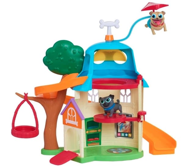 BINGO AND ROLLY'S TWO-STOREY PLAYHOUSE WITH 2 MOVABLE FIGURES AND INTERACTIVE FEATURES