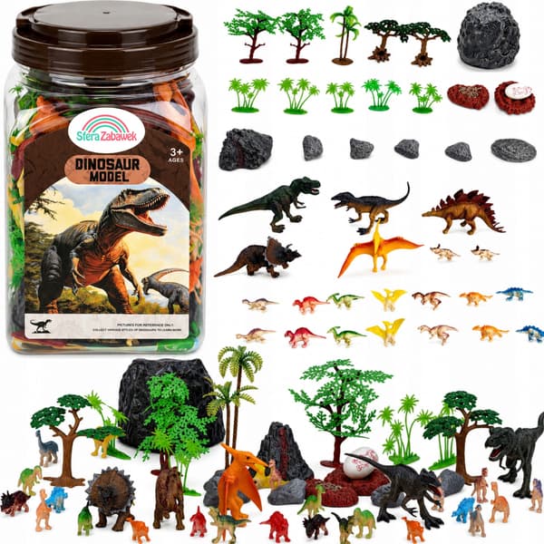 LARGE DINOSAUR FIGURINE SET IN A BOX DINOSAUR SET IN AN EGG-SHAPED CASE