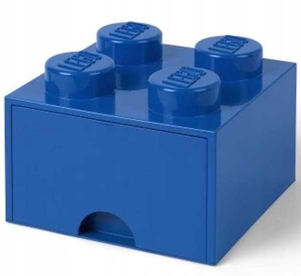 LEGO BRICK STORAGE BOX WITH DRAWER, 4-COMPARTMENT, 2x2 BRICK BOX, LARGE, BLUE