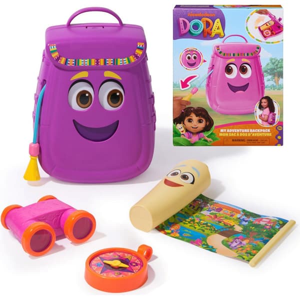 DORA AND FRIENDS BACKPACK SET: ACCESSORIES, TOY, BINOCULARS, MAP AND COMPASS