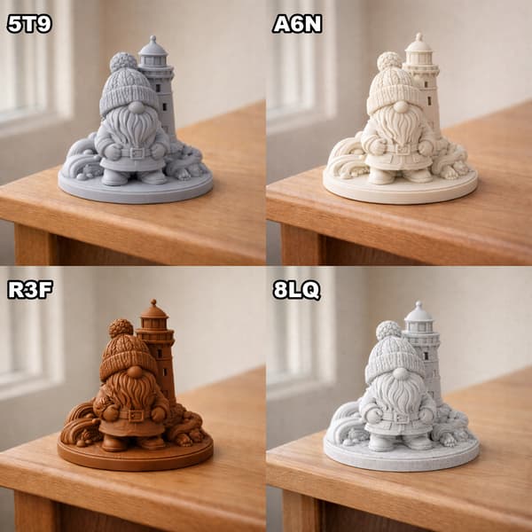 GNOME FIGURINE WITH A LIGHTHOUSE ON A BASE – MANY COLOURS