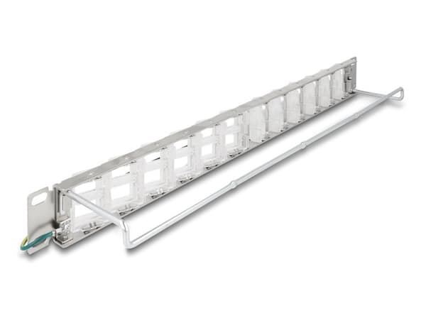 Delock 67066 19-inch 24-port tilting Keystone patch panel with strain relief