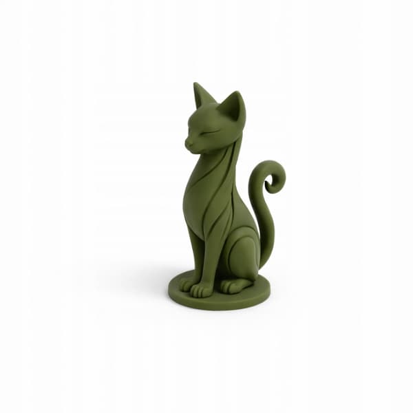DECORATIVE FIGURINE: SITTING CAT ON A BASE – MANY COLOURS