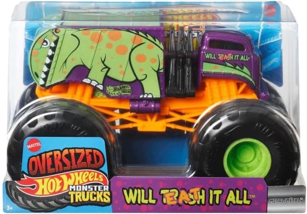 HOT WHEELS – MONSTER TRUCKS OVERSIZED – WILL TRASH/EAT IT ALL