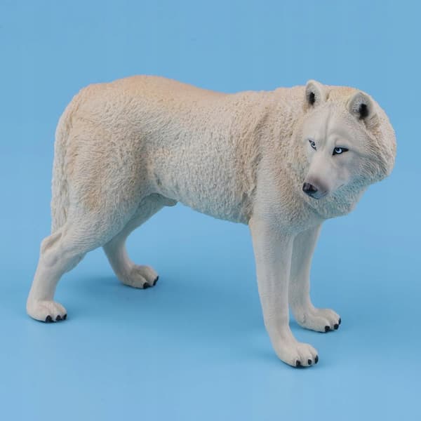 Realistic simulation: Wolf and Wild Boar animal figurines. Sturdy plastic model for children. Beige