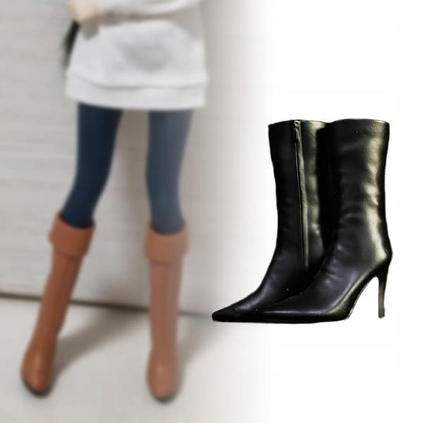 Action figure: Shoes for 1/6 scale dolls – Knee-high boots – Black accessory