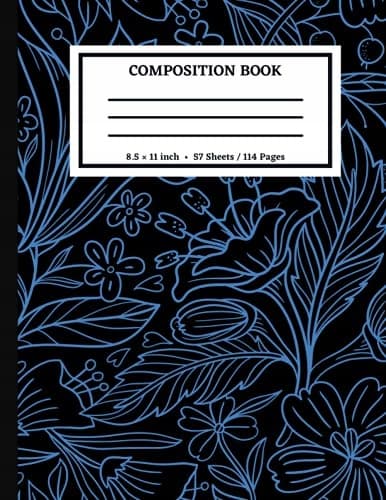 Composition Notebook: Wide-Ruled Blue Leaf Abstract Notebook | Lined Jou