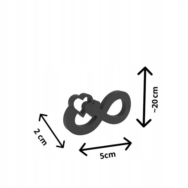 DECORATIVE INFINITY FIGURINE WITH TWO HEARTS – MANY COLOURS