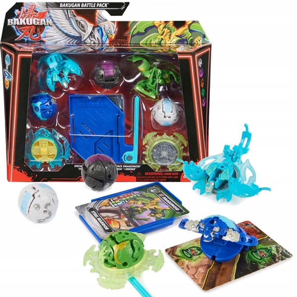 LARGE BAKUGAN BATTLE SET: 5 FIGURES – VENTRI, DRAGONOID, SMOKE, BRUISER, TROX