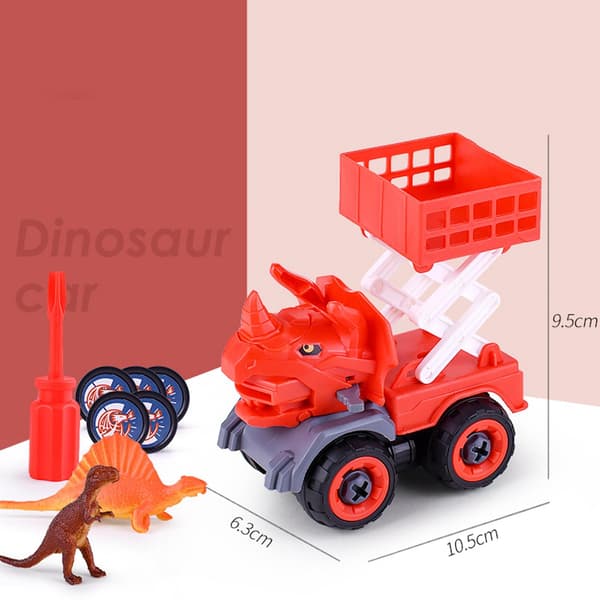 Fun Dinosaur Car Construction Set – Educational Toys – DIY – Take-Apart – Red