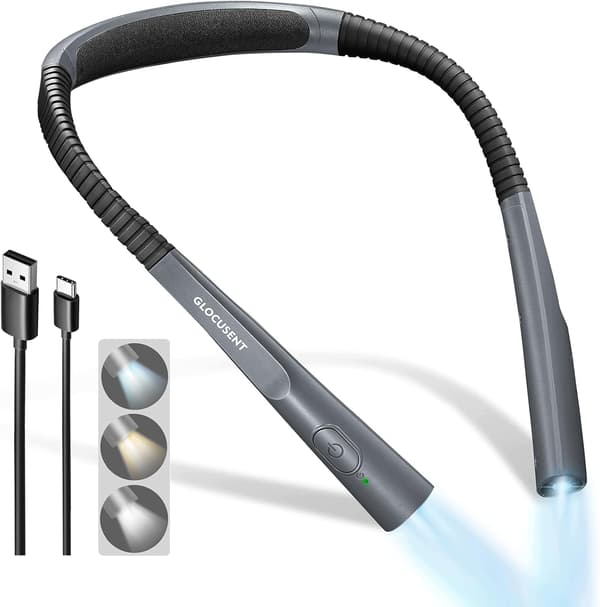 LED NECK READING LAMP – 3 COLOURS, 3 BRIGHTNESS SETTINGS, 30-MINUTE TIMER