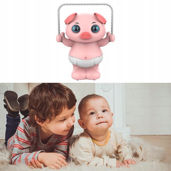 A charming toy with a skipping rope for pets, featuring a 360-degree flip function and a light- and sound-emitting pig