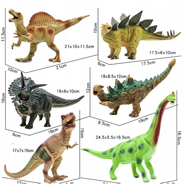 LARGE DINOSAUR SET – T-REX DINOSAUR FIGURES, 6-PIECE SET – CHILDREN’S TOY