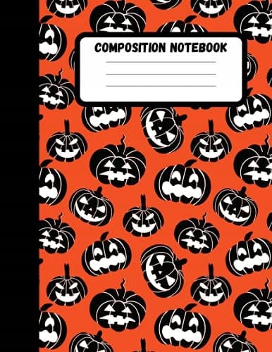 Composition Notebook: Pumpkin Marble Wide-Ruled Paper Subject Book (Schoo
