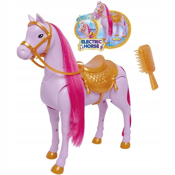 Interactive pink rocking horse with sound effects