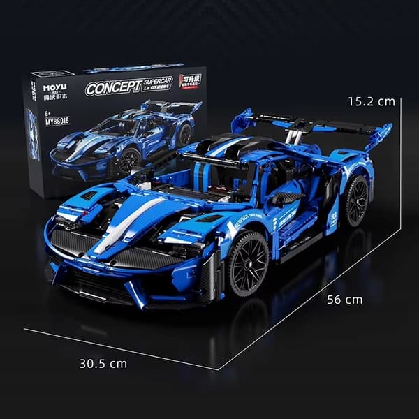 MoYu Large GT SPORT Concept Super Car model, blue, Lego replacement