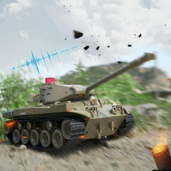 Remote-Control Battling Tanks Set, Sounds and Lights, Green RC Set