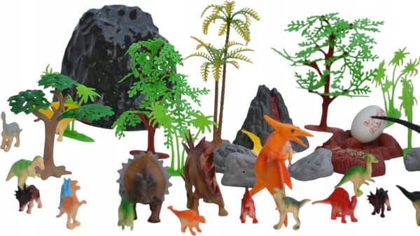 LARGE DINOSAUR FIGURINE SET IN A BOX DINOSAUR SET IN AN EGG-SHAPED CASE